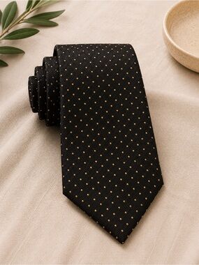 Classic Black Tie with Gold Dots